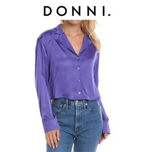 Donni Silky Cropped Button Down